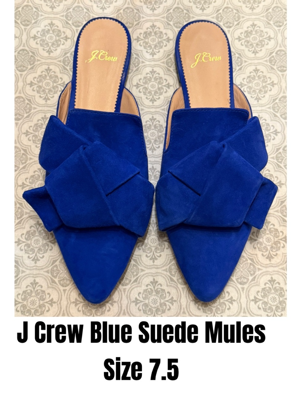 J Crew Blue Suede Mules Size 7.5